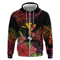 Hawaii Iwa Bird Hoodie Great Frigatebird Kanaka Tropical Hippie Style LT14 Zip Hoodie Black - Polynesian Pride