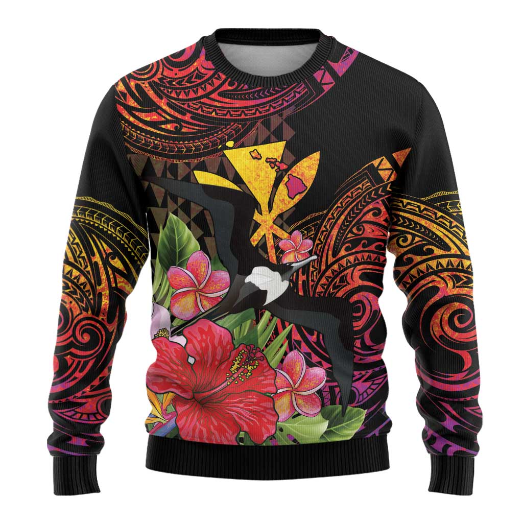 Hawaii Iwa Bird Ugly Christmas Sweater Great Frigatebird Kanaka Tropical Hippie Style LT14 - Polynesian Pride