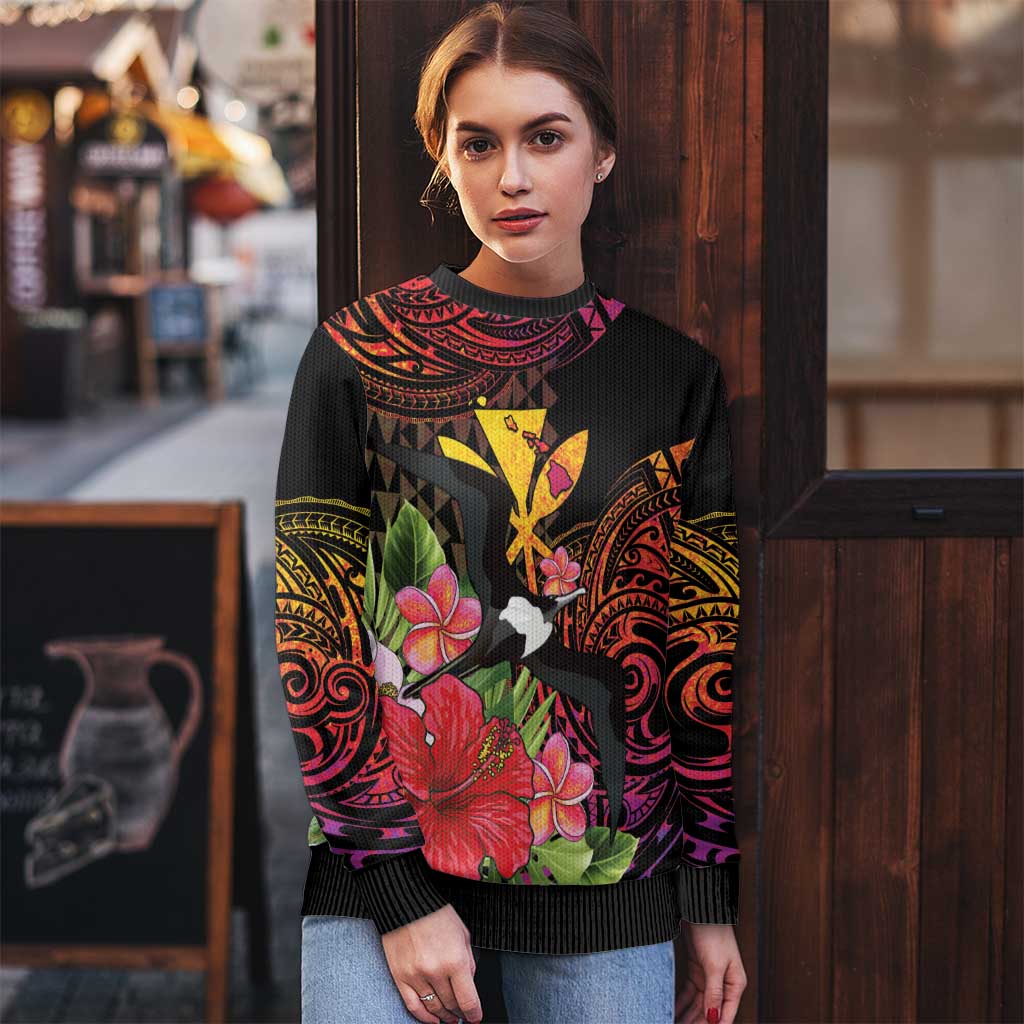 Hawaii Iwa Bird Ugly Christmas Sweater Great Frigatebird Kanaka Tropical Hippie Style LT14 - Polynesian Pride