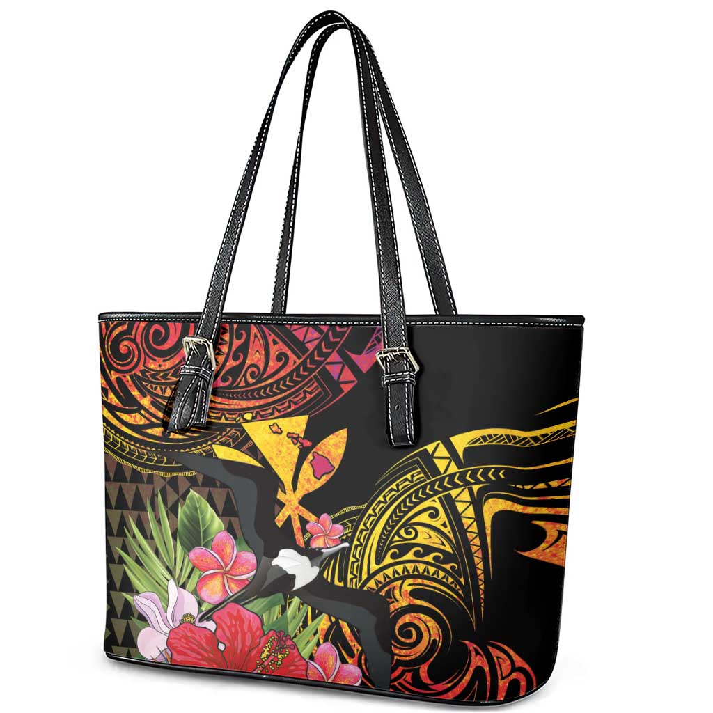 Hawaii Iwa Bird Leather Tote Bag Great Frigatebird Kanaka Tropical Hippie Style LT14 - Polynesian Pride