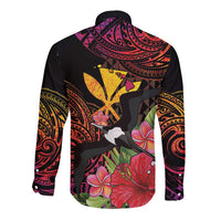 Hawaii Iwa Bird Long Sleeve Button Shirt Great Frigatebird Kanaka Tropical Hippie Style LT14 - Polynesian Pride