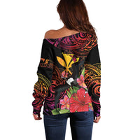 Hawaii Iwa Bird Off Shoulder Sweater Great Frigatebird Kanaka Tropical Hippie Style LT14 - Polynesian Pride