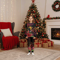 Hawaii Iwa Bird Christmas Pajama Set Great Frigatebird Kanaka Tropical Hippie Style LT14 Kid Black - Polynesian Pride