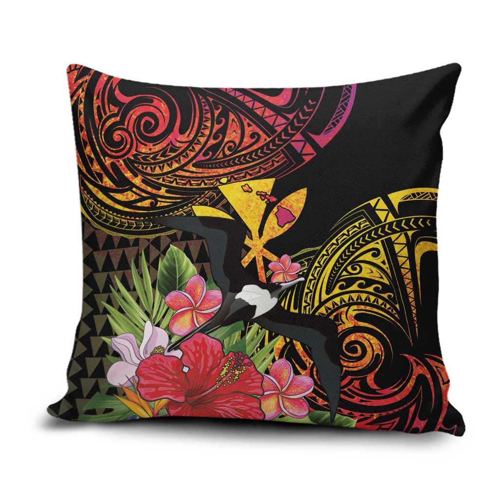 Hawaii Iwa Bird Pillow Cover Great Frigatebird Kanaka Tropical Hippie Style LT14 Black - Polynesian Pride