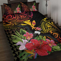 Hawaii Iwa Bird Quilt Bed Set Great Frigatebird Kanaka Tropical Hippie Style LT14 Black - Polynesian Pride