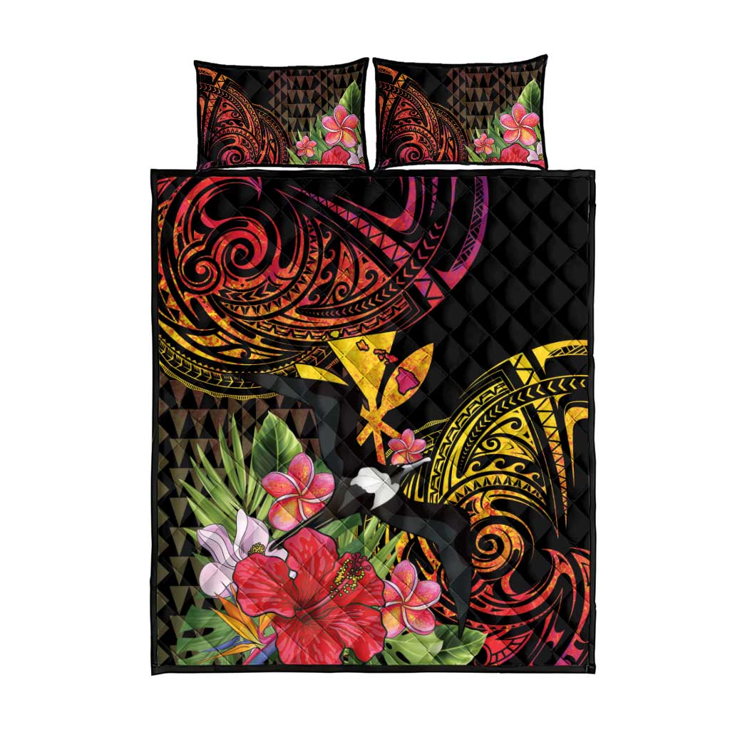 Hawaii Iwa Bird Quilt Bed Set Great Frigatebird Kanaka Tropical Hippie Style LT14 - Polynesian Pride