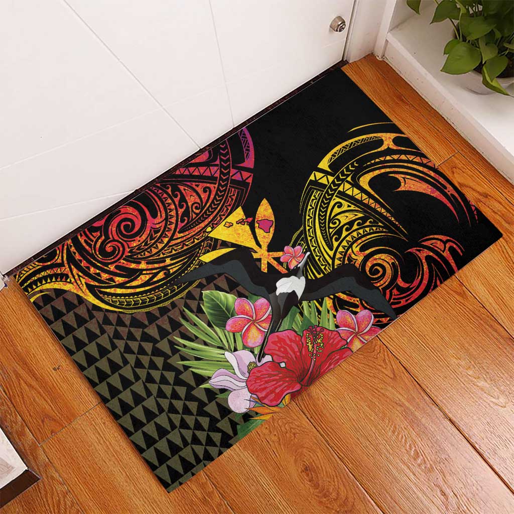 Hawaii Iwa Bird Rubber Doormat Great Frigatebird Kanaka Tropical Hippie Style LT14 - Polynesian Pride