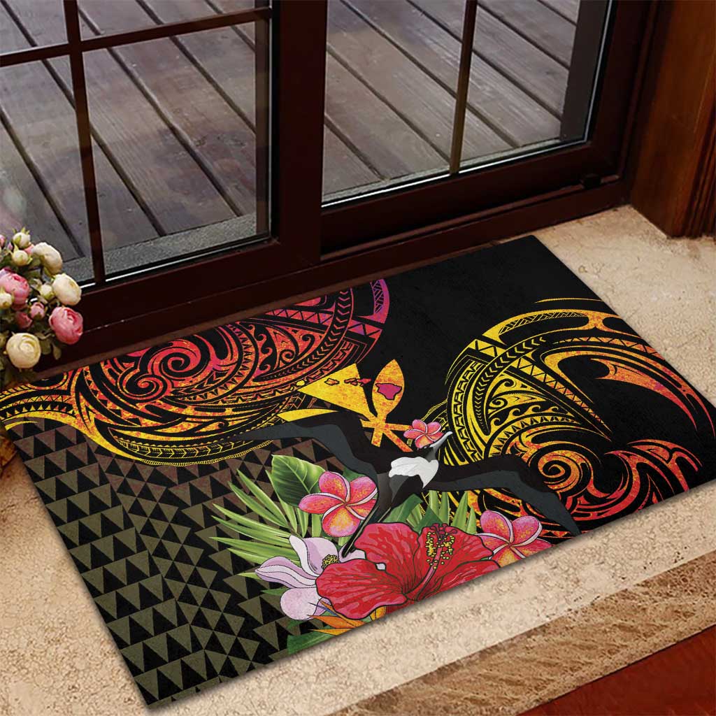 Hawaii Iwa Bird Rubber Doormat Great Frigatebird Kanaka Tropical Hippie Style LT14 - Polynesian Pride