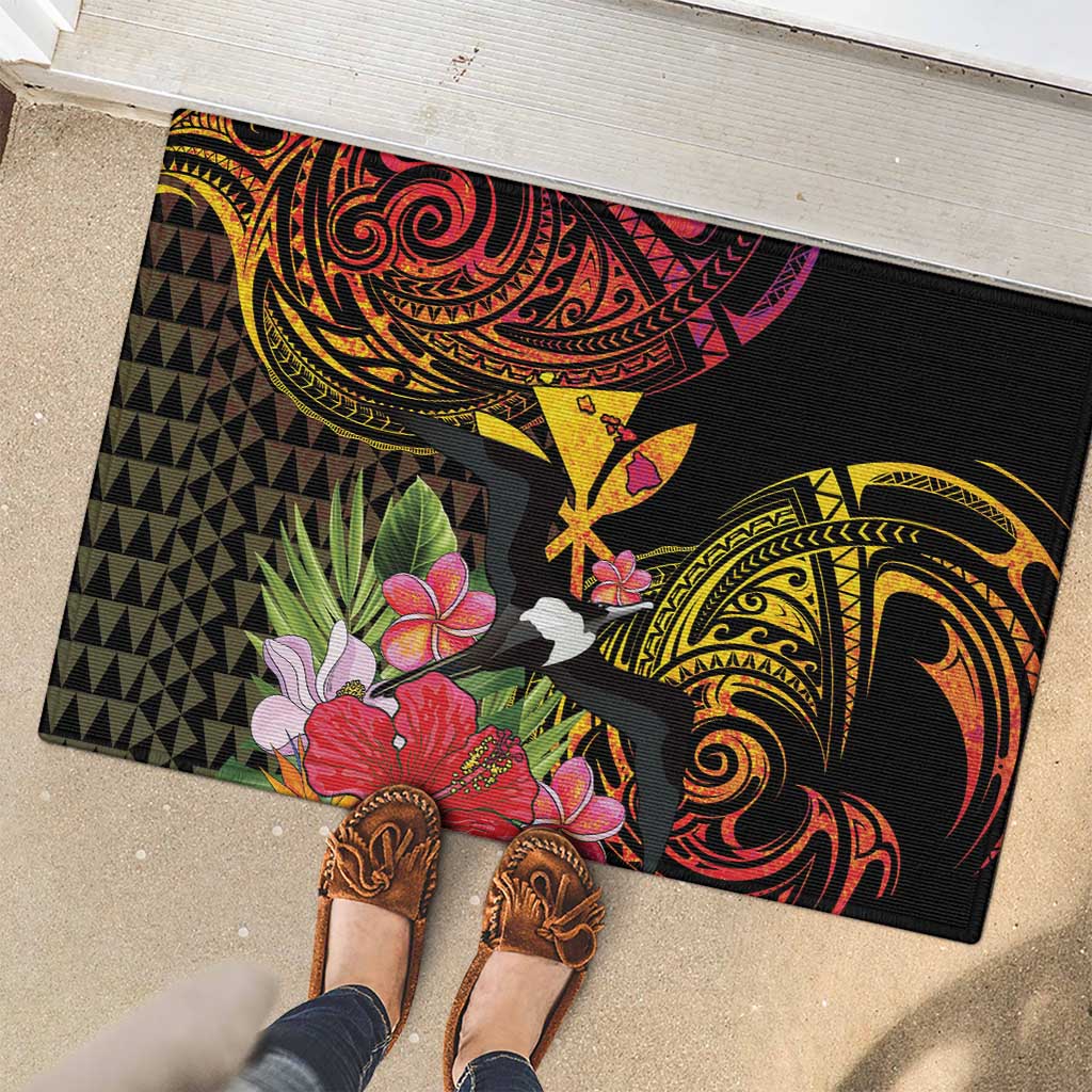 Hawaii Iwa Bird Rubber Doormat Great Frigatebird Kanaka Tropical Hippie Style LT14 - Polynesian Pride