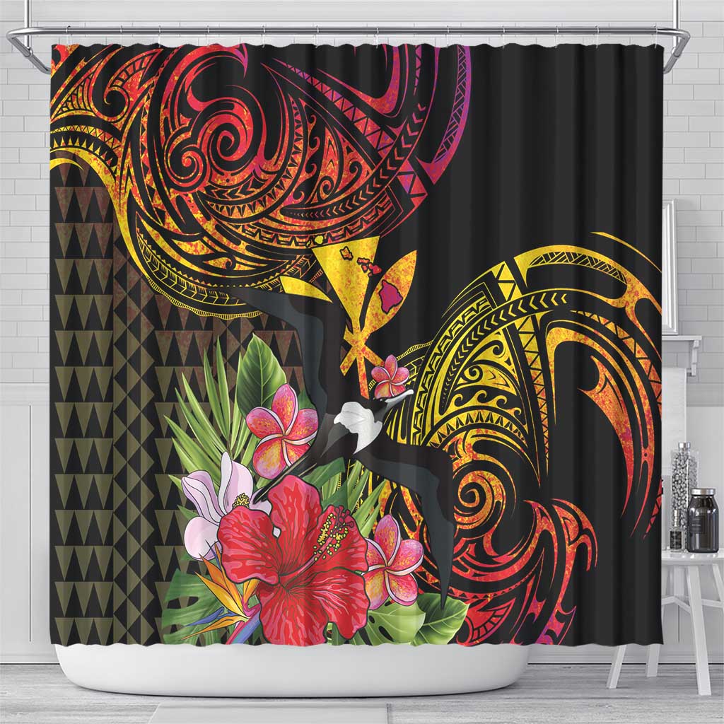 Hawaii Iwa Bird Shower Curtain Great Frigatebird Kanaka Tropical Hippie Style LT14 - Polynesian Pride