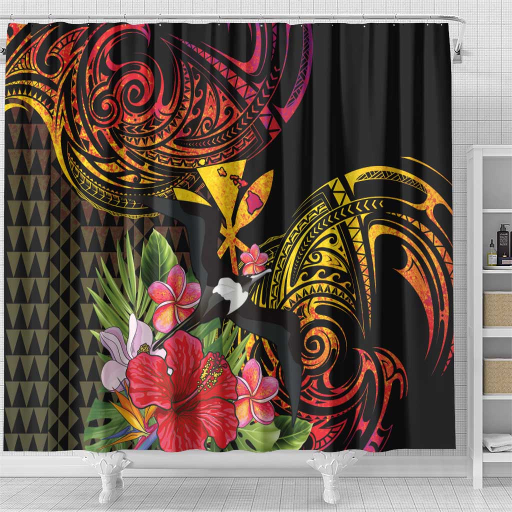 Hawaii Iwa Bird Shower Curtain Great Frigatebird Kanaka Tropical Hippie Style LT14 - Polynesian Pride