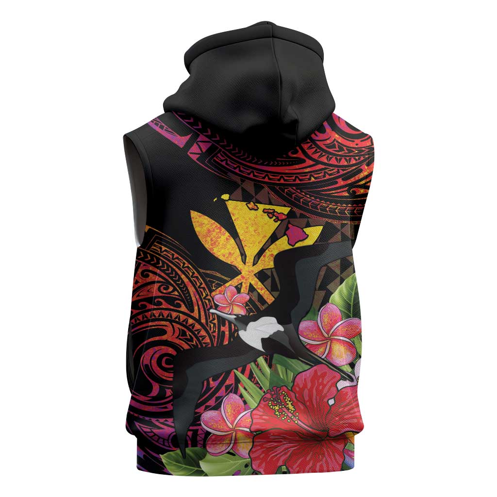 Hawaii Iwa Bird Sleeveless Zip Hoodie Great Frigatebird Kanaka Tropical Hippie Style LT14 - Polynesian Pride