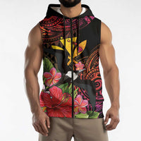 Hawaii Iwa Bird Sleeveless Zip Hoodie Great Frigatebird Kanaka Tropical Hippie Style LT14 - Polynesian Pride