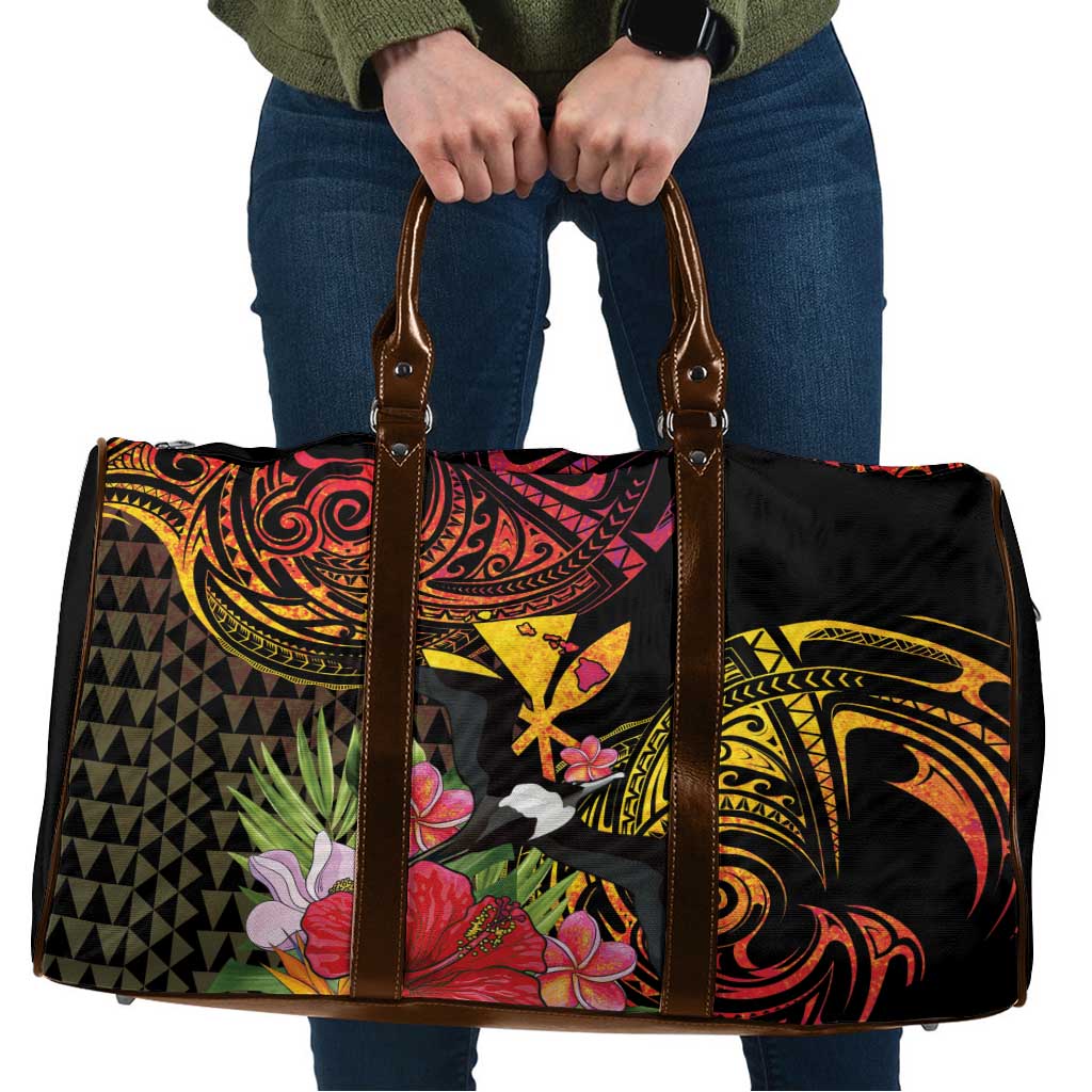 Hawaii Iwa Bird Travel Bag Great Frigatebird Kanaka Tropical Hippie Style LT14 Black - Polynesian Pride