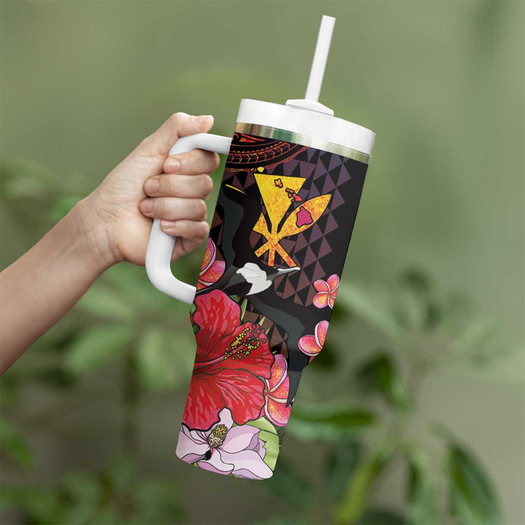 Hawaii Iwa Bird Tumbler With Handle Great Frigatebird Kanaka Tropical Hippie Style LT14 - Polynesian Pride