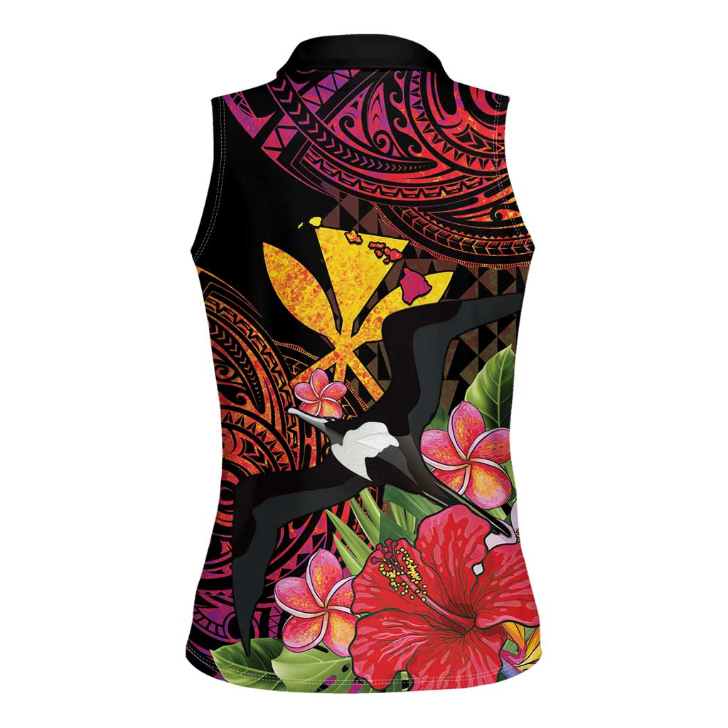 Hawaii Iwa Bird Women Sleeveless Polo Shirt Great Frigatebird Kanaka Tropical Hippie Style LT14 - Polynesian Pride