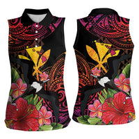 Hawaii Iwa Bird Women Sleeveless Polo Shirt Great Frigatebird Kanaka Tropical Hippie Style LT14 - Polynesian Pride