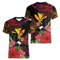 Hawaii Iwa Bird Women V-Neck T-Shirt Great Frigatebird Kanaka Tropical Hippie Style - Polynesian Pride