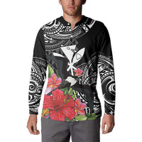 Hawaii Iwa Bird Button Sweatshirt Great Frigatebird Kanaka Tropical Flowers LT14 - Polynesian Pride