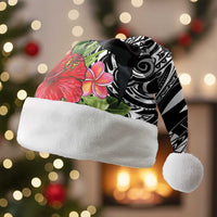 Hawaii Iwa Bird Christmas Santa Hat Great Frigatebird Kanaka Tropical Flowers LT14 Without Fur Black - Polynesian Pride