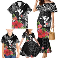 Hawaii Iwa Bird Family Matching Mermaid Dress and Hawaiian Shirt Great Frigatebird Kanaka Tropical Flowers LT14 - Polynesian Pride