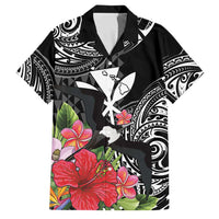 Hawaii Iwa Bird Family Matching Mermaid Dress and Hawaiian Shirt Great Frigatebird Kanaka Tropical Flowers LT14 Dad's Shirt - Short Sleeve Black - Polynesian Pride