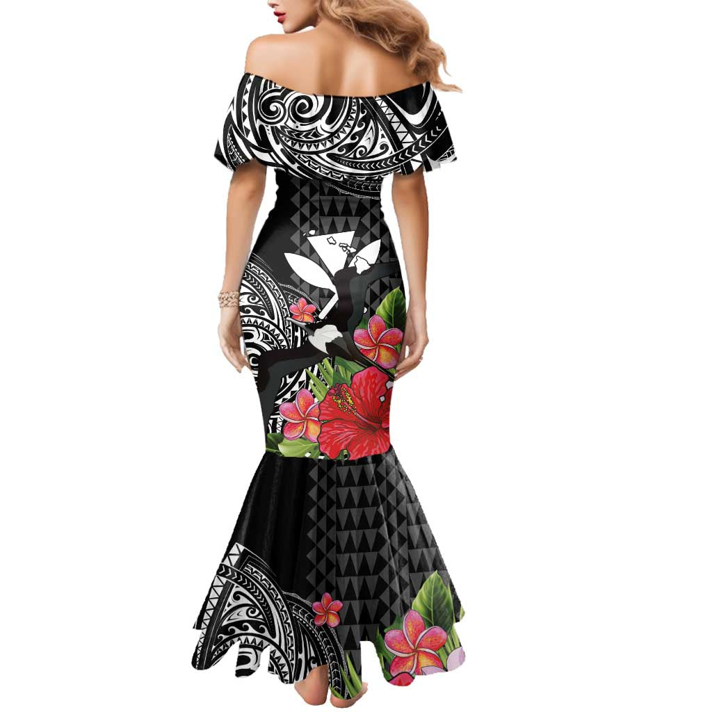 Hawaii Iwa Bird Family Matching Mermaid Dress and Hawaiian Shirt Great Frigatebird Kanaka Tropical Flowers LT14 - Polynesian Pride
