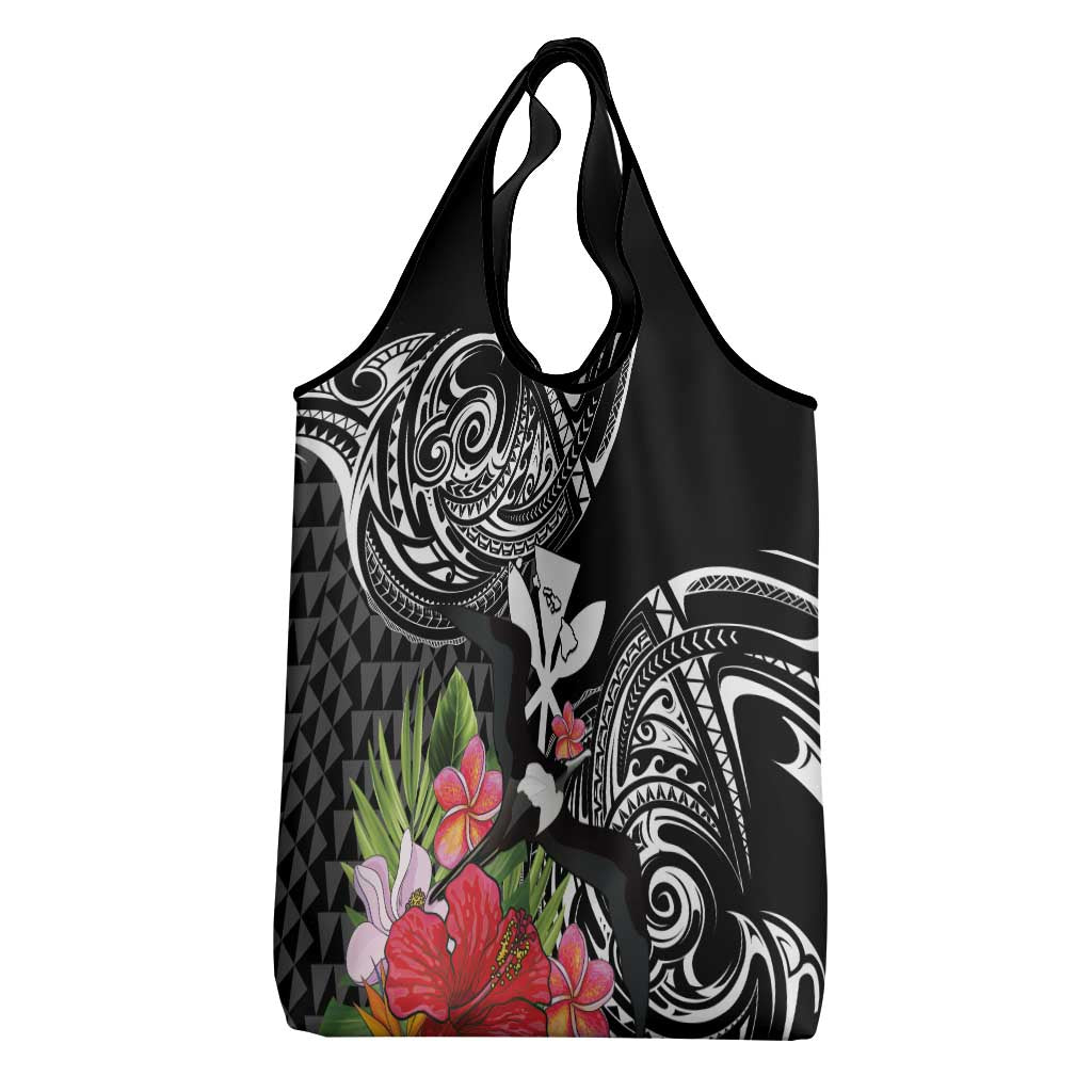 Hawaii Iwa Bird Grocery Bag Great Frigatebird Kanaka Tropical Flowers LT14 - Polynesian Pride