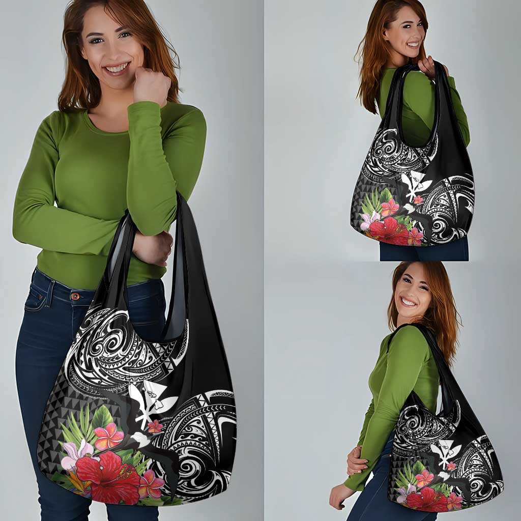 Hawaii Iwa Bird Grocery Bag Great Frigatebird Kanaka Tropical Flowers LT14 - Polynesian Pride