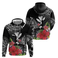 Hawaii Iwa Bird Hoodie Great Frigatebird Kanaka Tropical Flowers LT14 - Polynesian Pride
