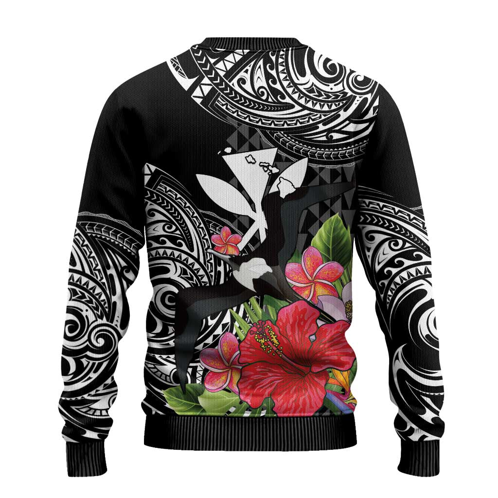 Hawaii Iwa Bird Ugly Christmas Sweater Great Frigatebird Kanaka Tropical Flowers LT14 - Polynesian Pride