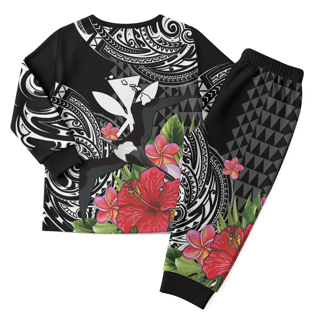 Hawaii Iwa Bird Christmas Pajama Set Great Frigatebird Kanaka Tropical Flowers LT14 - Polynesian Pride