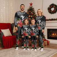 Hawaii Iwa Bird Christmas Pajama Set Great Frigatebird Kanaka Tropical Flowers LT14 - Polynesian Pride