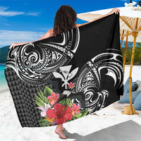 Hawaii Iwa Bird Sarong Great Frigatebird Kanaka Tropical Flowers LT14 One Size 44 x 66 inches Black - Polynesian Pride