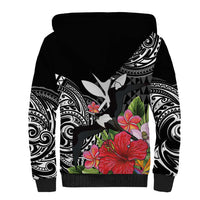 Hawaii Iwa Bird Sherpa Hoodie Great Frigatebird Kanaka Tropical Flowers LT14 - Polynesian Pride