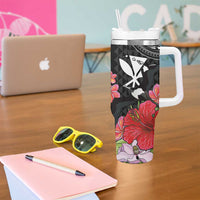 Hawaii Iwa Bird Tumbler With Handle Great Frigatebird Kanaka Tropical Flowers LT14 - Polynesian Pride