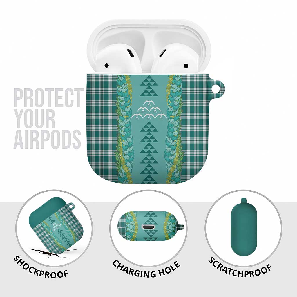 Teal Palaka Hawaii Iwa Bird AirPods Case Hawaiian Kakau Jade Vine Lei LT14 - Polynesian Pride