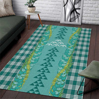 Teal Palaka Hawaii Iwa Bird Area Rug Hawaiian Kakau Jade Vine Lei LT14 Teal - Polynesian Pride