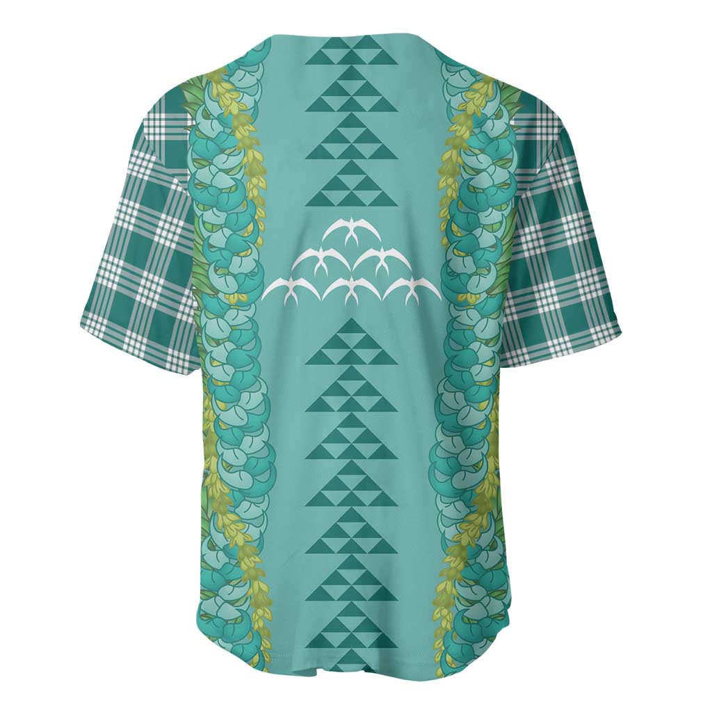 Teal Palaka Hawaii Iwa Bird Baseball Jersey Hawaiian Kakau Jade Vine Lei LT14 - Polynesian Pride