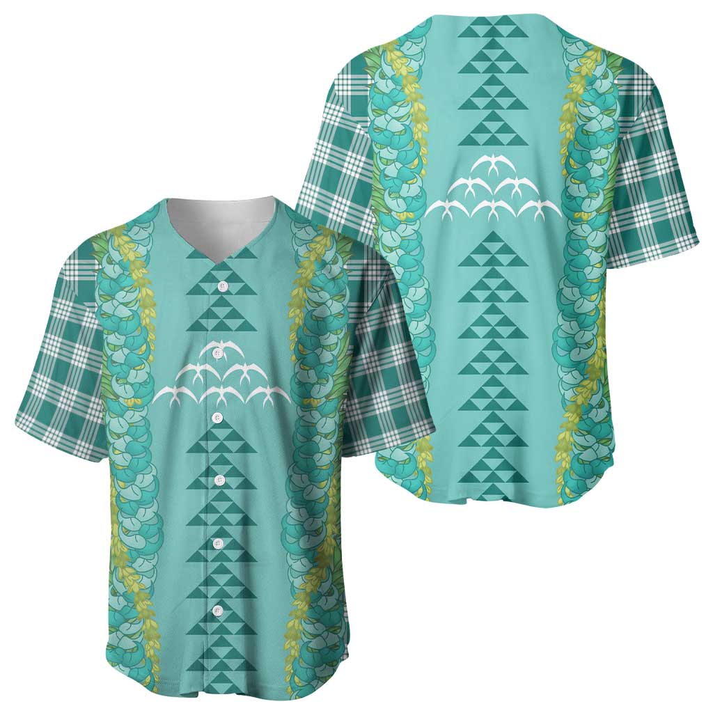 Teal Palaka Hawaii Iwa Bird Baseball Jersey Hawaiian Kakau Jade Vine Lei LT14 - Polynesian Pride