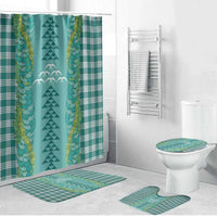 Teal Palaka Hawaii Iwa Bird Bathroom Set Hawaiian Kakau Jade Vine Lei LT14 Bathroom Set (4 pcs) Teal - Polynesian Pride