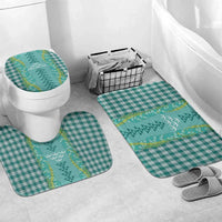 Teal Palaka Hawaii Iwa Bird Bathroom Set Hawaiian Kakau Jade Vine Lei LT14 Mat Set Only (3 pcs) One Size Teal - Polynesian Pride