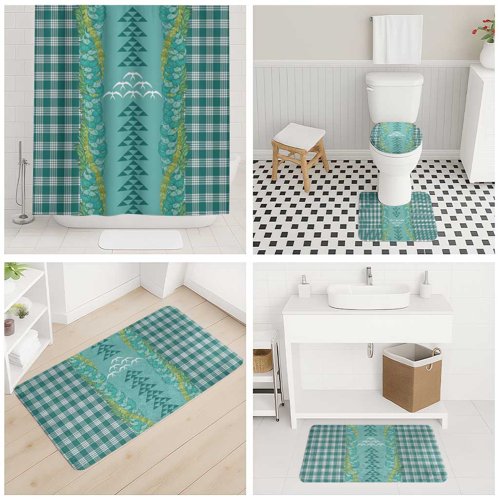 Teal Palaka Hawaii Iwa Bird Bathroom Set Hawaiian Kakau Jade Vine Lei LT14 - Polynesian Pride