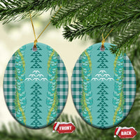 Teal Palaka Hawaii Iwa Bird Ceramic Ornament Hawaiian Kakau Jade Vine Lei - Polynesian Pride