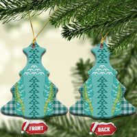 Teal Palaka Hawaii Iwa Bird Ceramic Ornament Hawaiian Kakau Jade Vine Lei - Polynesian Pride