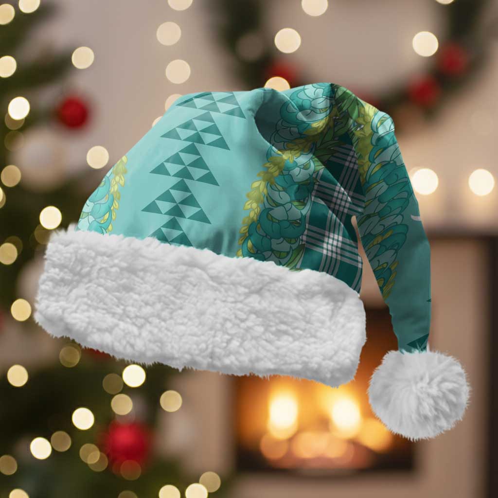 Teal Palaka Hawaii Iwa Bird Christmas Santa Hat Hawaiian Kakau Jade Vine Lei LT14 With Fur Teal - Polynesian Pride