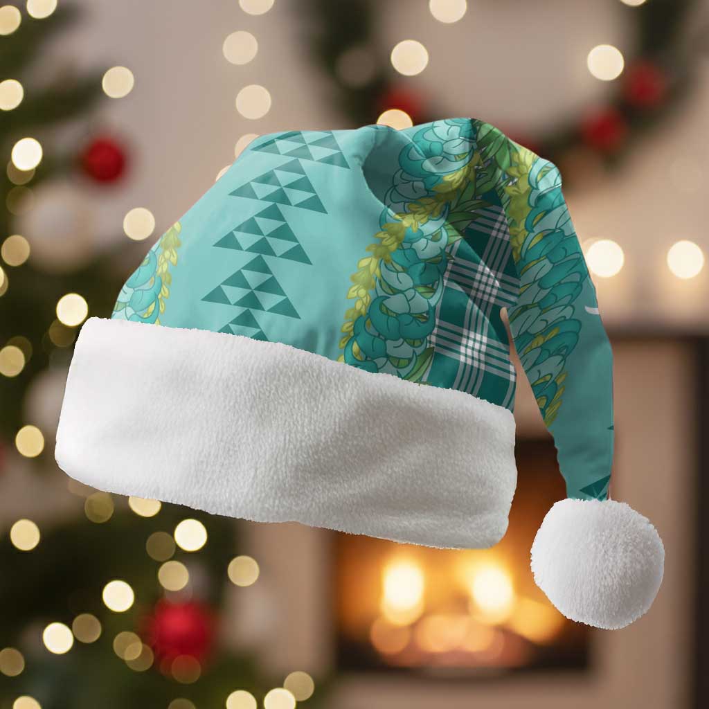 Teal Palaka Hawaii Iwa Bird Christmas Santa Hat Hawaiian Kakau Jade Vine Lei LT14 Without Fur Teal - Polynesian Pride