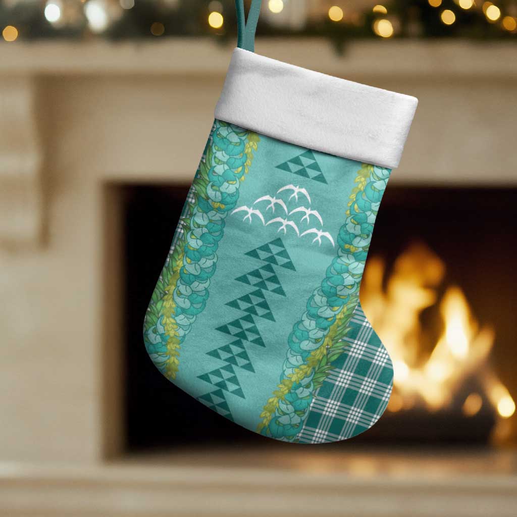 Teal Palaka Hawaii Iwa Bird Christmas Stocking Hawaiian Kakau Jade Vine Lei LT14 Set of 2 Teal - Polynesian Pride