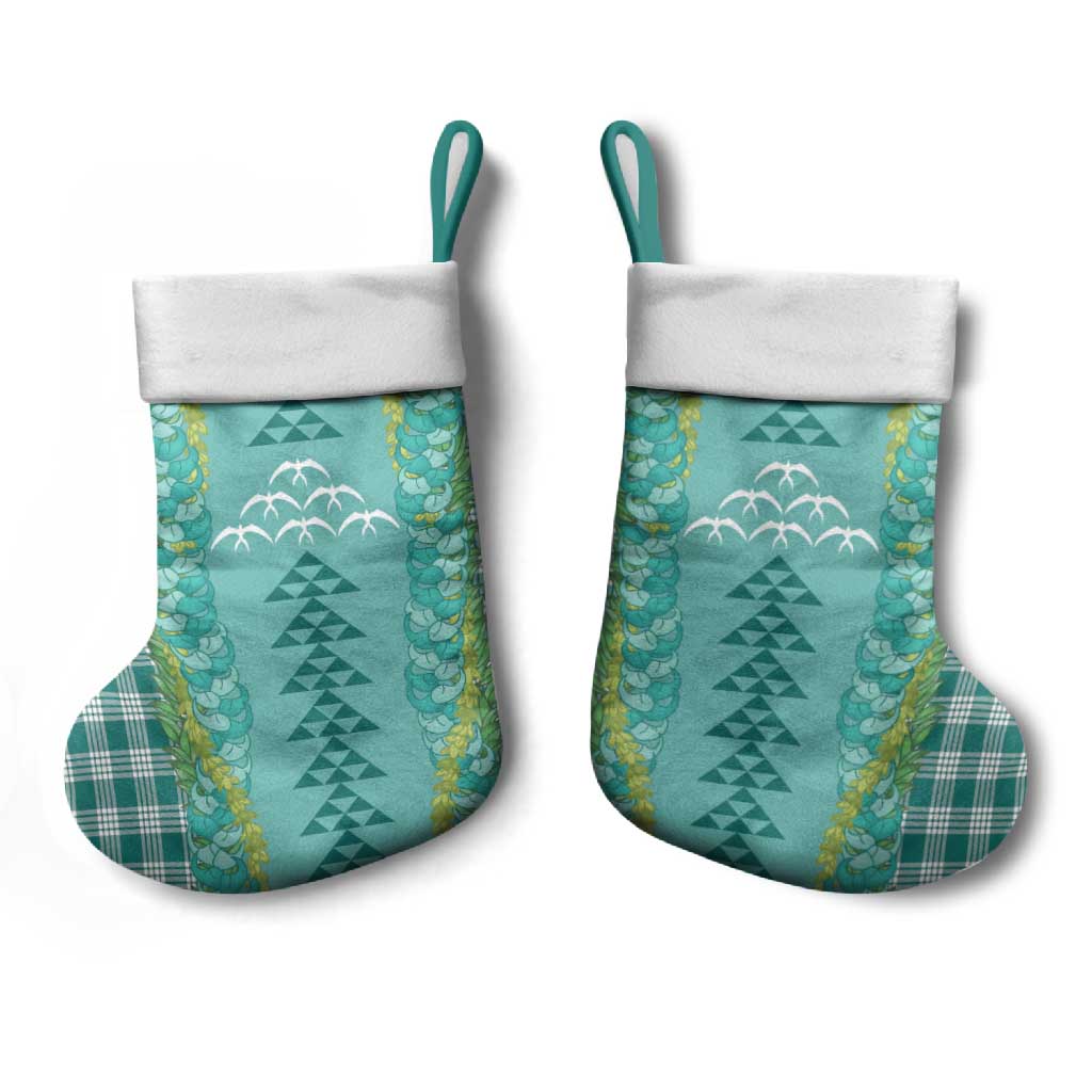 Teal Palaka Hawaii Iwa Bird Christmas Stocking Hawaiian Kakau Jade Vine Lei LT14 - Polynesian Pride