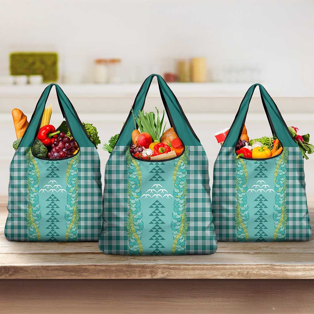 Teal Palaka Hawaii Iwa Bird Grocery Bag Hawaiian Kakau Jade Vine Lei LT14 3-pack One Size Teal - Polynesian Pride
